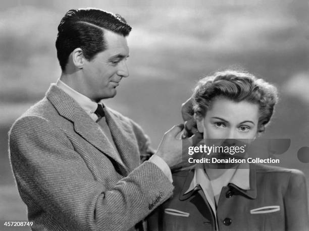 Actress Joan Fontaine and Cary Grant pose for a portrait for the movie 'Suspicion' released in 1941.