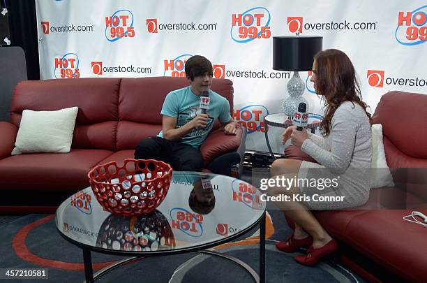 Austin Mahone poses backstage at Hot 99.5s Jingle Ball 2013, presented by Overstock.com, at Verizon Center on December 16, 2013 in Washington, D.C.