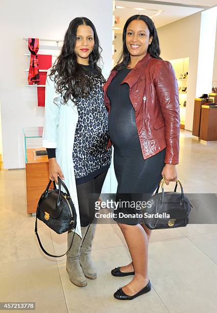 Actress Sydney Tamiia Poitier and director Anika Poitier attend Ferragamo Shopping Event with Jacqui Getty benefitting Baby2Baby at the Ferragamo...