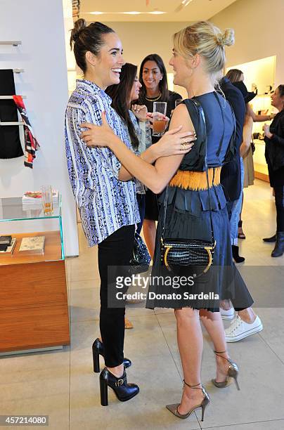 Personality Louise Roe and stylist Anita Patrickson attend Ferragamo Shopping Event with Jacqui Getty benefitting Baby2Baby at the Ferragamo Boutique...