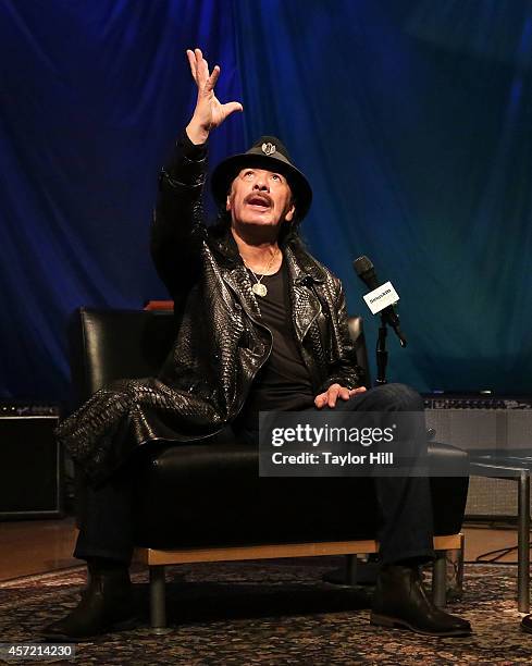 Legendary musician Carlos Santana visits the SiriusXM studios for "SiriusXM ICONOS with Carlos Santana" on October 14, 2014 in Washington, DC.