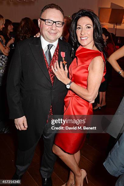 Jonathan Shalit and wife Katrina Shalit attend a party hosted by Jonathan Shalit to celebrate his OBE at Avenue on October 14, 2014 in London,...