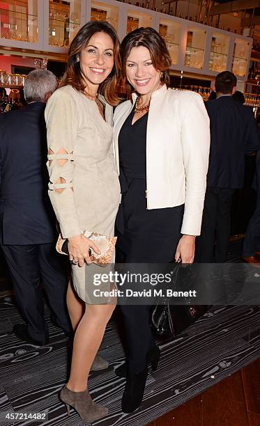 Julia Bradbury and Kate Silverton attend a party hosted by Jonathan Shalit to celebrate his OBE at Avenue on October 14, 2014 in London, England.
