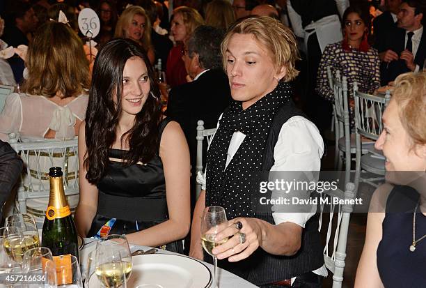 Matilda Lowther and Jamie Campbell Bower attend the Bianca Jagger Human Rights Foundation "Arts for Human Rights" benefit gala auction at Phillips...