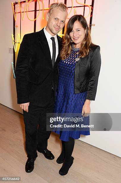 Adrian Fillary and Jade Jagger attend the Bianca Jagger Human Rights Foundation "Arts for Human Rights" benefit gala auction at Phillips Gallery on...