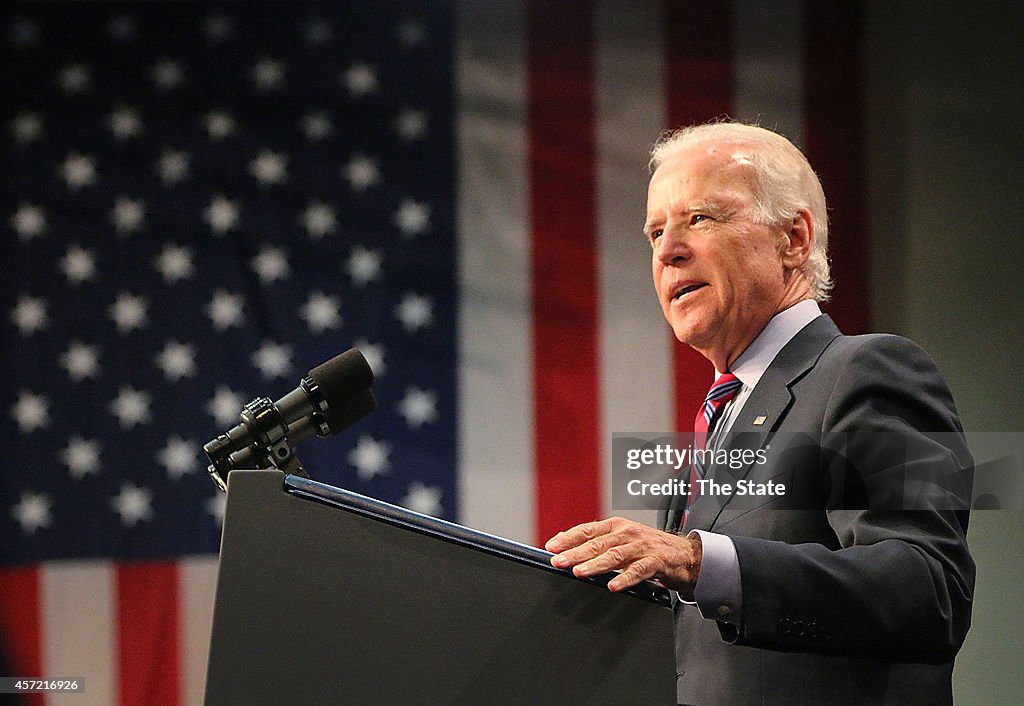 Vice President Joe Biden speaks to supporters at a Democratic Rally held in the JH Adams Gymnasium on Allen University's campus in Columbia, S.C.