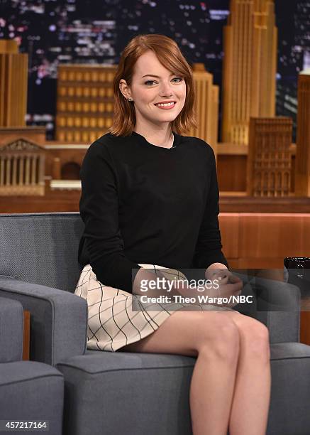 Emma Stone Visits "The Tonight Show Starring Jimmy Fallon" at Rockefeller Center on October 14, 2014 in New York City.
