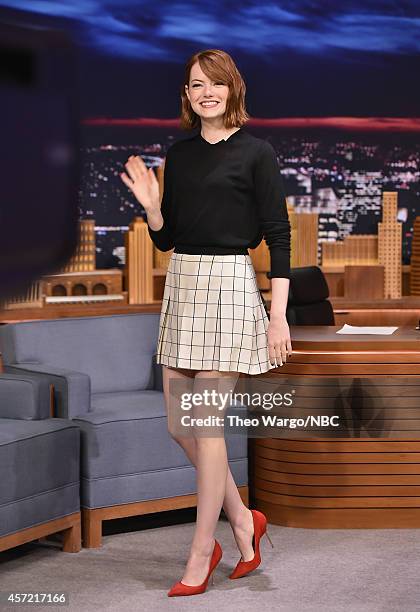 Emma Stone Visits "The Tonight Show Starring Jimmy Fallon" at Rockefeller Center on October 14, 2014 in New York City.