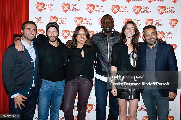 Director Olivier Nakache, actors Tahar Rahim, Izia Higelin, Omar Sy, Charlotte Gainsbourg and director Eric Toledano attend the Samba Premiere to...