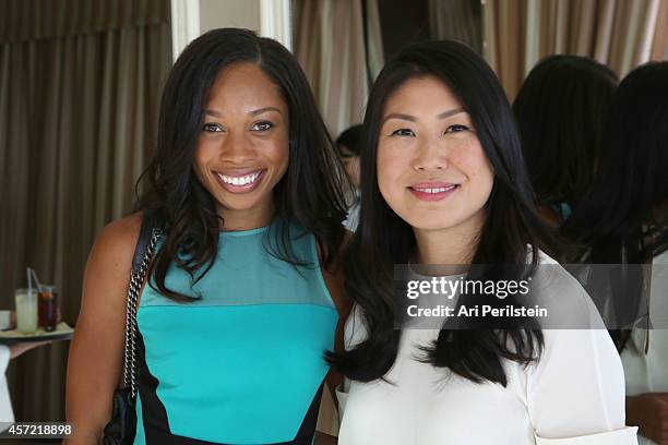 Athlete Allyson Felix and Joyce Chang attend SELF Joyce Chang, Jessica Alba Caley Yavorsky and Allyson Felix Luncheon on October 14, 2014 in Los...