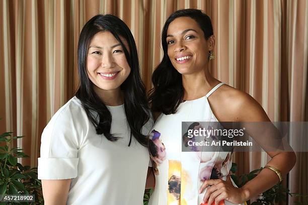 Joyce Chang and Actress Rosario Dawson attend SELF Joyce Chang, Jessica Alba Caley Yavorsky and Allyson Felix Luncheon on October 14, 2014 in Los...