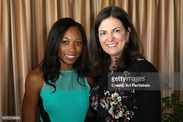 Athlete Allyson Felix and Mary Murchko attend SELF Joyce Chang, Jessica Alba Caley Yavorsky and Allyson Felix Luncheon on October 14, 2014 in Los...