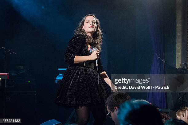 Anna Chedid from Nach performs during private showcase at Divan du Monde on October 14, 2014 in Paris, France.