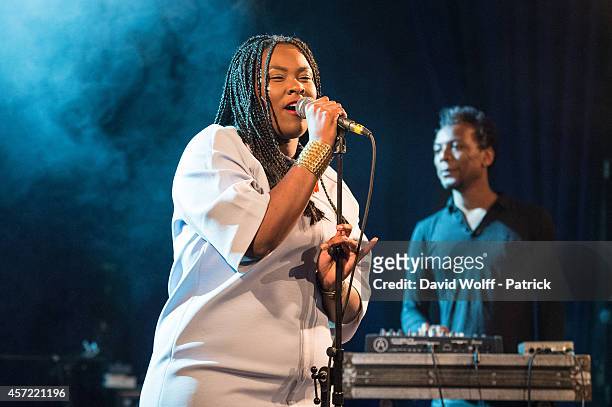 Yseult performs during private showcase at Divan du Monde on October 14, 2014 in Paris, France.