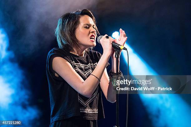 Sophie Tith Charvet performs during private showcase at Divan du Monde on October 14, 2014 in Paris, France.