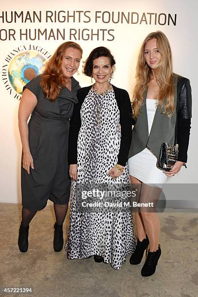 Francesca von Habsburg, Bianca Jagger and Eleonore von Habsburg attend the Bianca Jagger Human Rights Foundation "Arts for Human Rights" benefit gala...