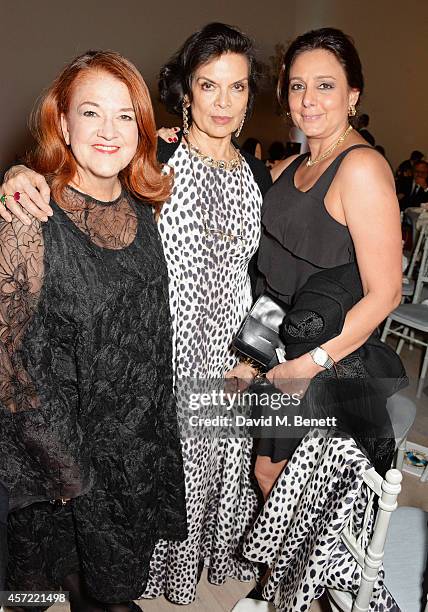 Alicia Castro, Bianca Jagger and guest attend the Bianca Jagger Human Rights Foundation "Arts for Human Rights" benefit gala auction at Phillips...