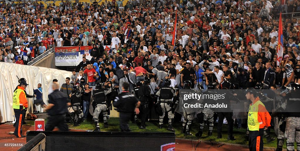 Serbia-Albania match abandoned after drone sparks violent brawl