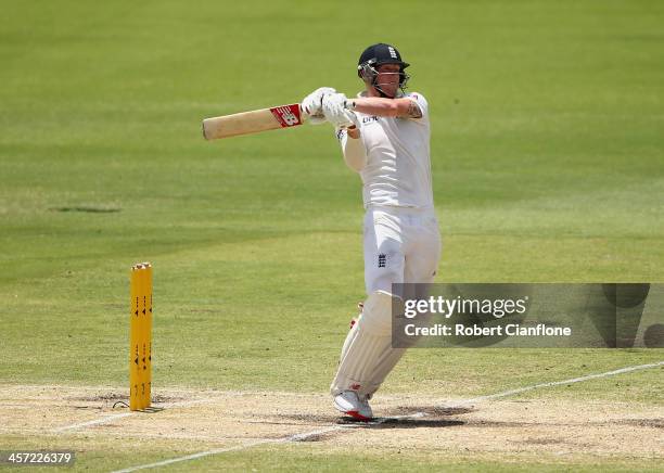 Ben Stokes of England bats during day five of the Third Ashes Test Match between Australia and England at WACA on December 17, 2013 in Perth,...