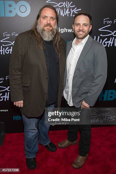 Executive Producers James A. Rota and John Ramsay attend the "Foo Fighters: Sonic Highways" New York Premiere at Ed Sullivan Theater on October 14,...