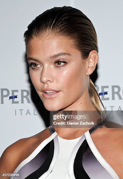 Model Nina Agdal attends The Visionary World of Vogue Italia Exhibition Opening Night presented by Peroni Nastro Azzurro at Industria Studios on...