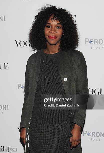 Designer Azede Jean-Pierre attends The Visionary World of Vogue Italia Exhibition Opening Night presented by Peroni Nastro Azzurro at Industria...