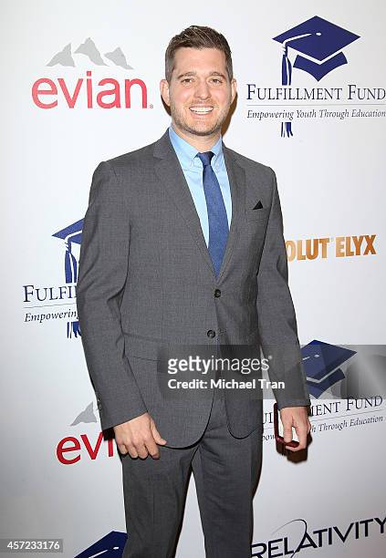Michael Buble arrives at the 20th Annual Fulfillment Fund Stars Benefit Gala held at The Beverly Hilton Hotel on October 14, 2014 in Beverly Hills,...