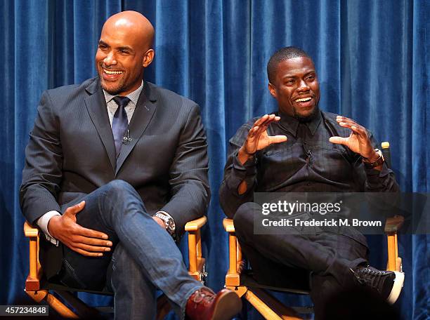 Actor Boris Kodjoe and actor/co creator/executive producer Kevin Hart speak during the The Paley Center for Media Presents "An Evening with Real...