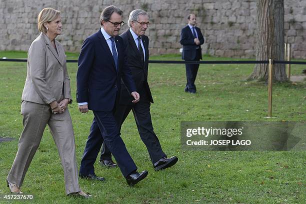 President of the Catalan regional government Artur Mas , Barcelona's Major Xavier Trias and president of Catalan Parliament Nuria de Gispert arrive...