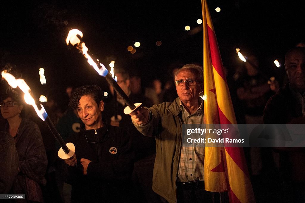 Torchlight Procession At Montjuic Hill For Executed Former President Lluis Companys