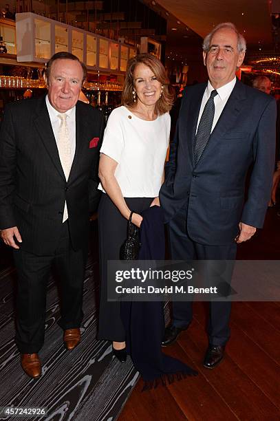 Andrew Neil, Veronica Wadley and Tom Bower attend a party hosted by Jonathan Shalit to celebrate his OBE at Avenue on October 14, 2014 in London,...