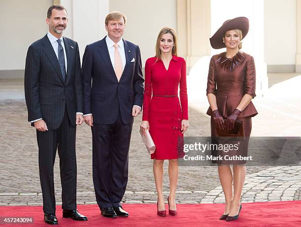 King Willem-Alexander of the Netherlands and Queen Maxima of the Netherlands with King Felipe of Spain and Queen Letizia of Spain at The Noordeinde...