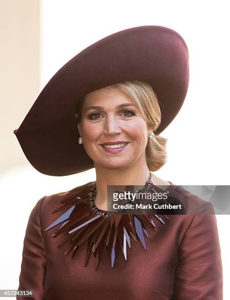 Queen Maxima of the Netherlands at The Noordeinde Palace on October 15, 2014 in The Hague, Netherlands.