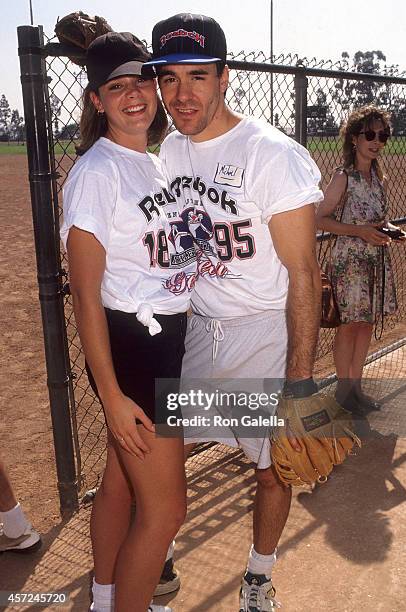 Actress Cari Shayne and actor Michael Lynch attend the Teen Impact vs. Daytime Television All-Stars Softball Battle to Benefit the Teen Impact...