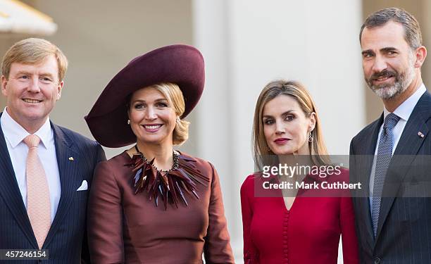 King Willem-Alexander of the Netherlands and Queen Maxima of the Netherlands with King Felipe of Spain and Queen Letizia of Spain at The Noordeinde...