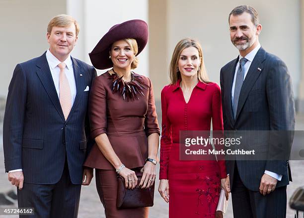 King Willem-Alexander of the Netherlands and Queen Maxima of the Netherlands with King Felipe of Spain and Queen Letizia of Spain at The Noordeinde...