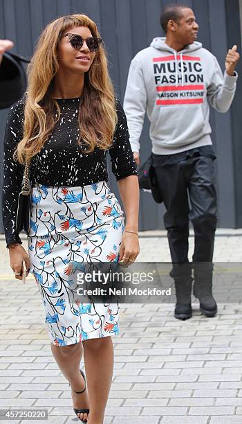 Beyonce Knowles and Jay Z seen shopping in Mayfair on October 15, 2014 in London, England.