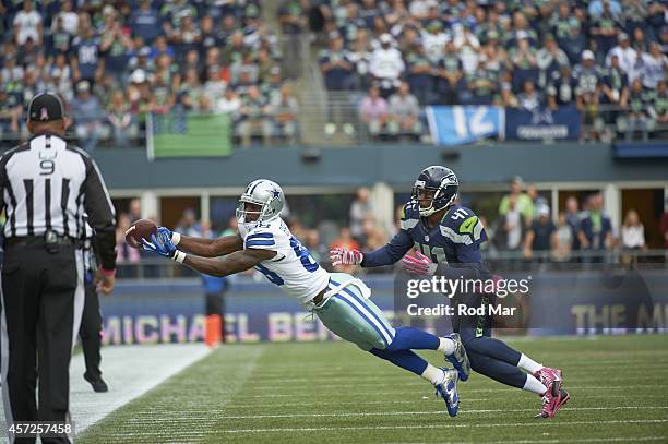 Dallas Cowboys Dez Bryant in action vs Seattle Seahawks Byron Maxwell at CenturyLink Field. Seattle, WA CREDIT: Rod Mar