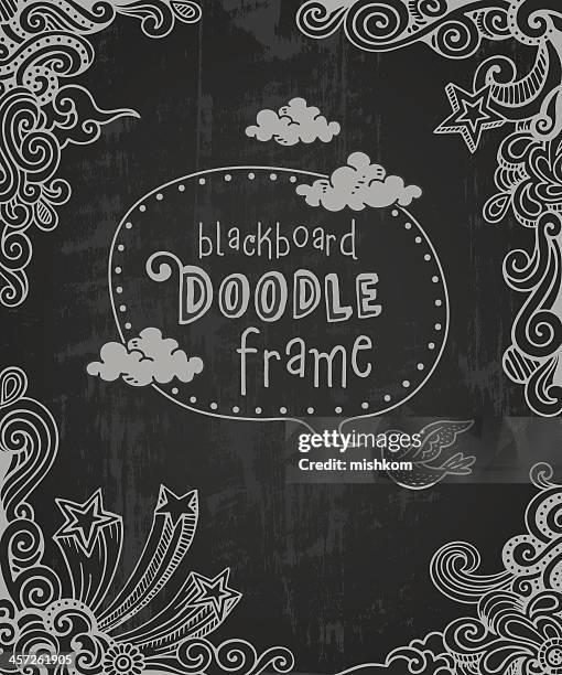 schreibtafel doodle-frame - chalk art equipment stock-grafiken, -clipart, -cartoons und -symbole