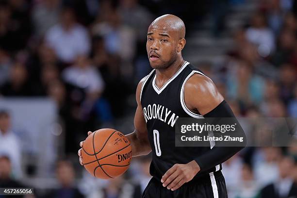 Jarret Jack of Brooklyn Nets in action during the 2014 NBA Global Games match between the Brooklyn Nets and Sacramento Kings at MasterCard Center on...