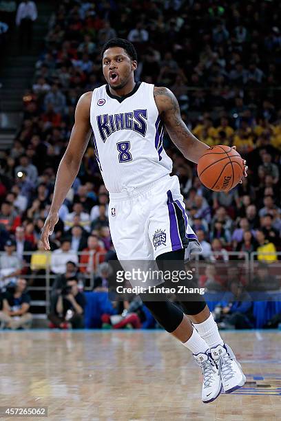 Rudy Gay of Sacramento Kings in action during the 2014 NBA Global Games match between the Brooklyn Nets and Sacramento Kings at MasterCard Center on...