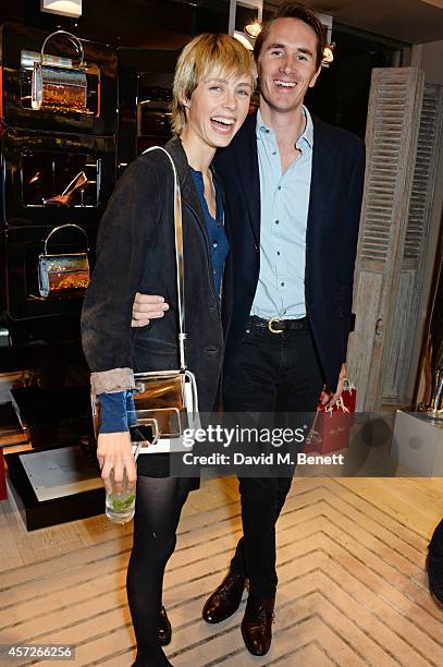 Edie Campbell and Otis Ferry attend the Roger Vivier 'The Perfect Pair' Frieze cocktail celebrating Ambra Medda & 'Miss Viv' at the Roger Vivier...