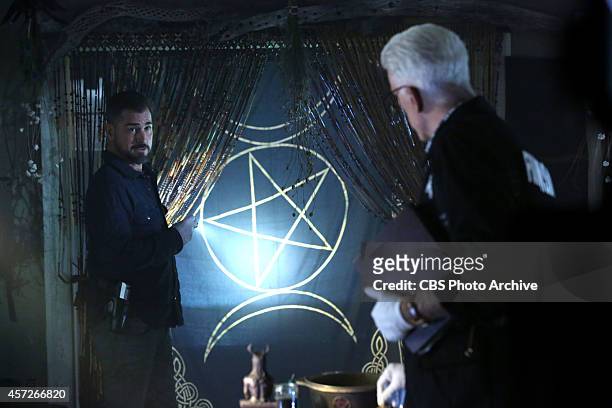 The Book of Shadows" -- Nick Stokes disagrees with D.B. Russell and the meaning of the sign displayed while they search the home of a chemistry...
