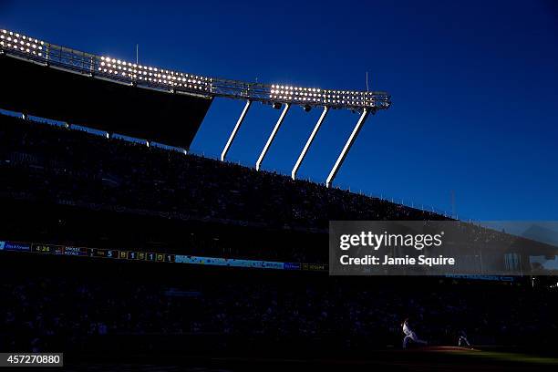 Jason Vargas of the Kansas City Royals throws a pitch in the fifth inning against the Baltimore Orioles during Game Four of the American League...