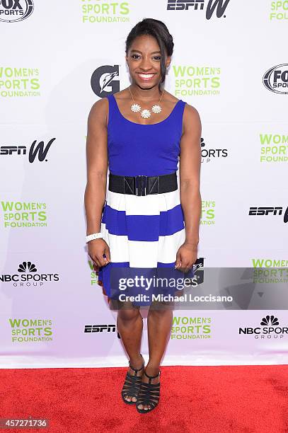 Gymnast Simone Biles attends the Womens Sports Foundations 35th Annual Salute to Women In Sports awards, a celebration and a fundraiser to ensure...