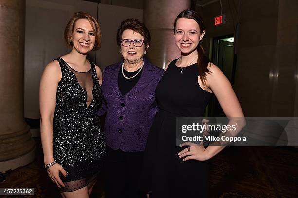 Figure Skaters Sarah Hughes and Emily Hughes and Billie Jean King attend the Womens Sports Foundations 35th Annual Salute to Women In Sports...