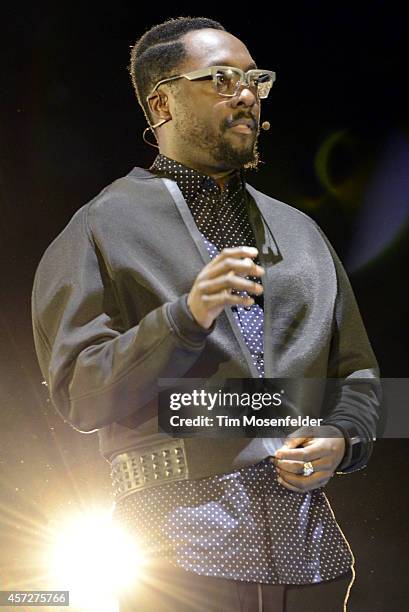 Will.i.am delivers a keynote speech at Salesforce.com's Dreamforce 2014 Conference at Moscone South on October 15, 2014 in San Francisco, California.