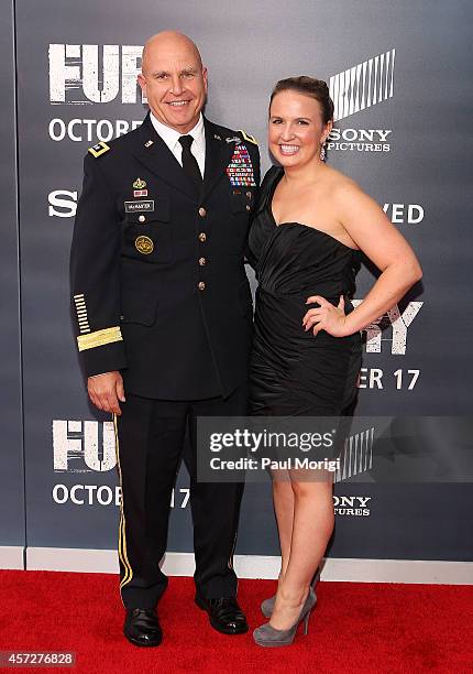 Lieutenant General H.R. McMaster and his daughter, Katherine McMaster attend the "Fury" Washington DC Premiere at The Newseum on October 15, 2014 in...