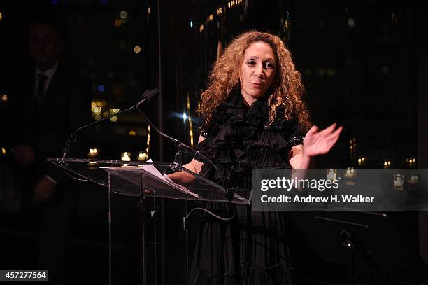 Designer Reem Acra speaks at Bridges Of Understanding's annual "Building Bridges" award dinner honoring designer Reem Acra with Steven Kolb on...