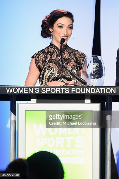 Olympic gold medal winning ice dancer Meryl Davis is presented with the Sportswoman of the Year Award onstage during the Womens Sports Foundations...